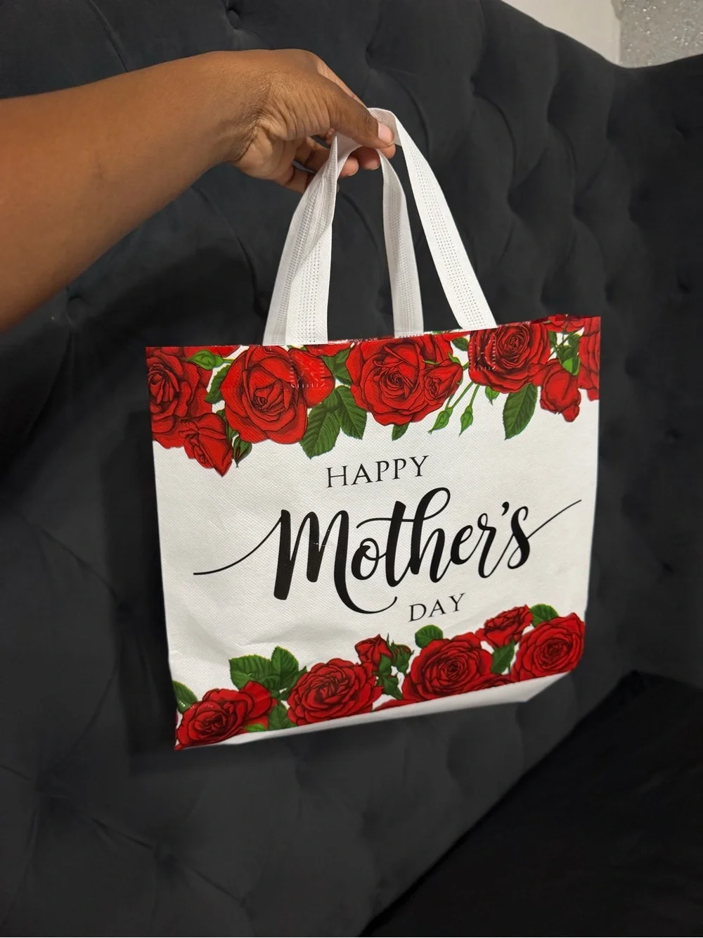Happy Mother's Day Red Rose Gift Tote Bag & Card Set